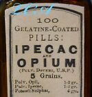Antique Opium Pills Bottle Mckesson Robbins Embossed   Labeled Ipecac Opii Opium