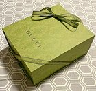 New Gucci Green Brocade Magnetic Flap Gift Box   Ribbon - 8 5    X 10 50 X 4 50   
