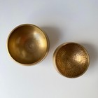 Vintage Tibetan Singing Bowl Set Gold Brass Etched Hammered Zen