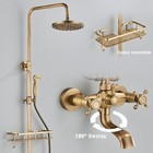 Antique Brass Shower Faucet System Exposed 8 rainfall Shower Fixture Mixer Set