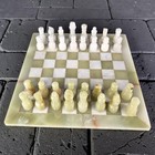 Green Onyx Marble Chess Set  Gift Storage Case  12  Chess Board   Pieces-new