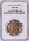 1936 King George V Great Britain Penny Ngc Ms-65 Rb