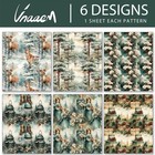 Watercolor Christmas Wrapping Paper Rolls Vintage Holiday Gift Wrap 6 Pk L