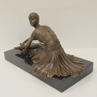 Art Nouveau Style Statue Sculpture Dancer Art Deco Style Bronze Signed