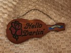 Vtg 1980s  hello Darlin  Conway Twitty City nashville wood Guitar Souvenir Sign