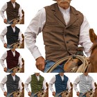 Aged Mens Tweed Wool Vest Western Vintage Cowboy Herringbone Vest M L Xl Xxl 3xl