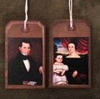 5 Wooden Colonial American Art Ornaments hangtags ornies Handcrafted Setg2
