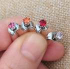 2pc Multicolor Cubic Zircon Ear Piercing Stainless Steel Stud Earrings Men Women