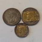 Canada Silver Circulated Coin Lot - 1942  1943 25c Caribou   1949 10c Sailboat
