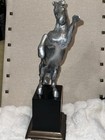 Spi Home Vintage Silver Rearing Horse Sculpture Statue On Pedestal Base