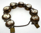 Antique Giuseppe Mandile Italian 800 Silver Over Brass Cameo Bracelet 6 5  23g