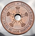 1887 10 Centimes Congo Gem Bu Scarce Date Rare Coin Uncirculated