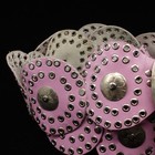 80s Pink And Silver Studded Disc Statement Belt With Ornate Floral Buckle
