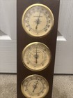 Vintage Sunbeam Barometer Thermometer Humidity Weather Center Solid Wood
