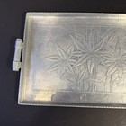 Vintage Arthur Armour Heavy Hammered  Aluminum Flower Print Unique Serving Tray