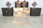 3x3 Turkish Door Mat Hand-knotted Vintage Small Square Rug Turkey Carpet 1031