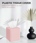 Tissue Box Cover With Base - Square Plastic Holder  Decorative Case  Modern Faci