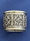 Ornate Antique Sterling Silver Floral Napkin Ring No Monogram 24g