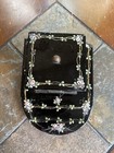 Antique Art Deco Marble   Crystal Glass Ink Well With Pen Rest Hand Painted