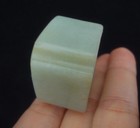 Large Old Chinese Hand Carving Square Shape Natural Jade Ring 22mm