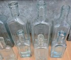 Vtg Antique Lot Of 10 Glass Bottle Apothecary Medical Blue Cork Top Hand Dug