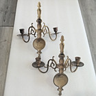 Pair Virginia Metalcrafters Solid Brass Wall Sconces Williamsburg 13  Tall