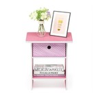 End Table  Night Stand Storage Shelf With Bin Drawer  Pink light Pink