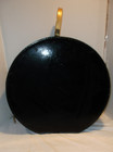 Vintage Round Vinyl Black W pink Handle   Zipper Fashion hat Box 18 3 8 