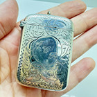Antique Epns Electroplated Nickel Silver Engraved Vesta Case Match Safe