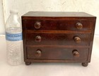 Antique American Miniature Dresser 3 Drawer Mahogany Veneer