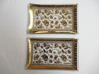 Pair Of Georges Briard 6 5  Glass Dishes Gold Floral Design Rectangles