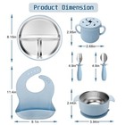 Misslili Stainless Steel Kids Plates And Bowls Set With Suction  Divided Baby   