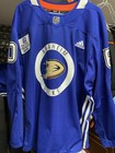 Anaheim Ducks Official Game Worn Used Mic Practice Jersey Tyson Hinds Rookie