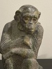Chimpanzee Figurine Ceramic Primate Statue Seated