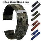 18mm 20mm 22mm 24mm Military Canvas Nylon Wrist Watch Band Strap Bracelet Sport