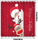 72 X 72 Inches Christmas Shower Curtain cute Santa Claus Reindeer Bath Polyester