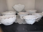 Vintage White Mixed Milk Glass Lot Of 7 Various Sizes