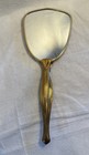 Vintage Art Deco Style Handheld Gold Brass Vanity Mirror Embossed Scrollwork