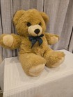 Teddy Precious Dandee Plush Large Vintage Stuffed Bear 24  Blue Plaid Bow Tie