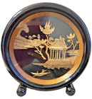 Vintage Antique Cork Panel Decorative Asian Oriental Decor Pagoda Boat Detail