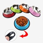 New Stainless Steel Food Water Dish Bowls Bowl Pet Feeder Dog Cat Anti-slip Base