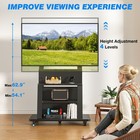 Rolling Tv Stand For 40-86 Inch Tvs With Storage Shelves  Reinforced Wide Base