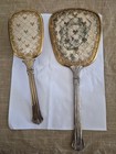 Vintage Victorian Style Vanity Hand Mirror And Brush Set Silver  Gold Tone  Bows