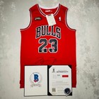 Psa beckett  Michael Jordan Signed Red Jersey Autograph Double Authenticated