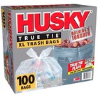 New Husky True Tie Xl Clear Trash Bags - 45 Gallon  100 Ct Heavy Duty Trash Bags