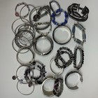 20 Plus Vtg Costume Modern Jewelry Lot Of Bracelets Silver Tone