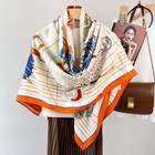 70  Cashmere 30  Silk Bandana Wrap Saddle Lace Print Double Face Scarf 135x135cm