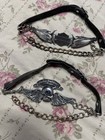 Vintage 1990   s Harley Davidson Silver Boot Chains Black Leather Straps