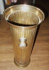Vintage Old Antique Brass Entryway Decor Fluted  Umbrella Or Walking Stick Stand