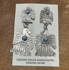 Native American Sterling Silver Navajo Handmade Oldlook Dangle Earrings